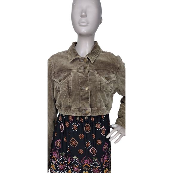 Vintage 90s Y2K Zana Di ZD Brown Corduroy Cropped Button-Up Jacket Size L/XL - Picture 7 of 9